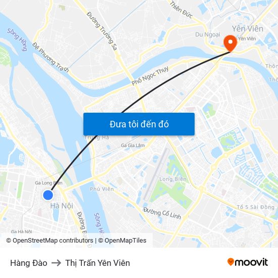 Hàng Đào to Thị Trấn Yên Viên map