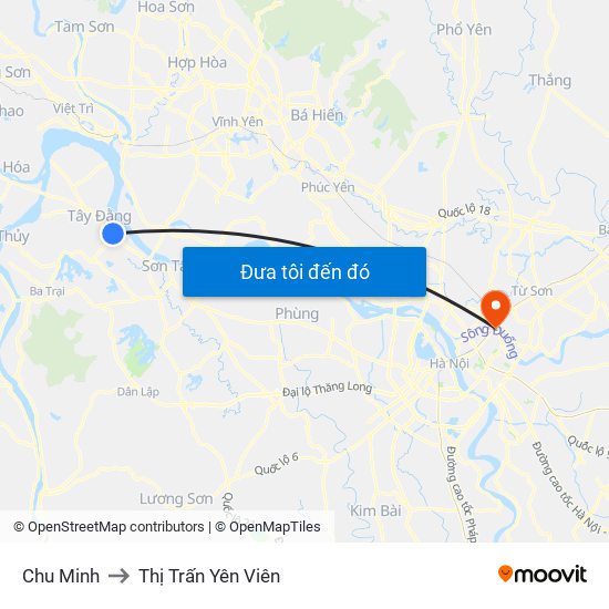 Chu Minh to Thị Trấn Yên Viên map