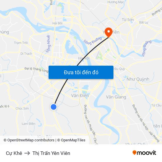 Cự Khê to Thị Trấn Yên Viên map