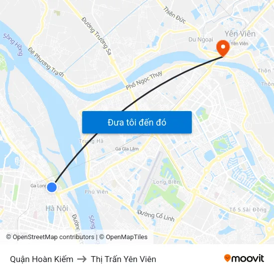 Quận Hoàn Kiếm to Thị Trấn Yên Viên map