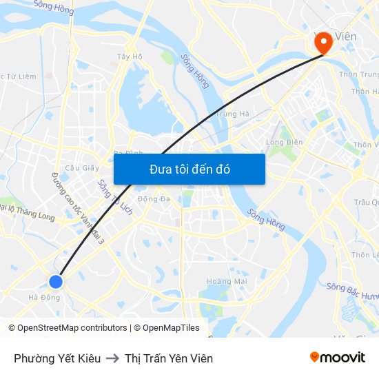 Phường Yết Kiêu to Thị Trấn Yên Viên map