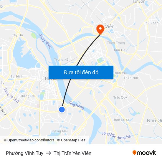 Phường Vĩnh Tuy to Thị Trấn Yên Viên map