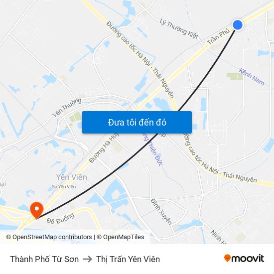 Thành Phố Từ Sơn to Thị Trấn Yên Viên map