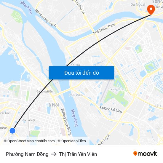 Phường Nam Đồng to Thị Trấn Yên Viên map