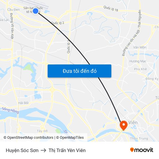 Huyện Sóc Sơn to Thị Trấn Yên Viên map