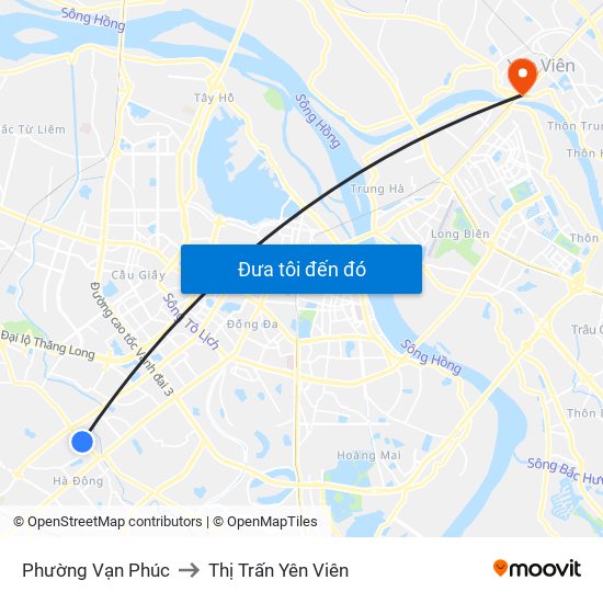 Phường Vạn Phúc to Thị Trấn Yên Viên map