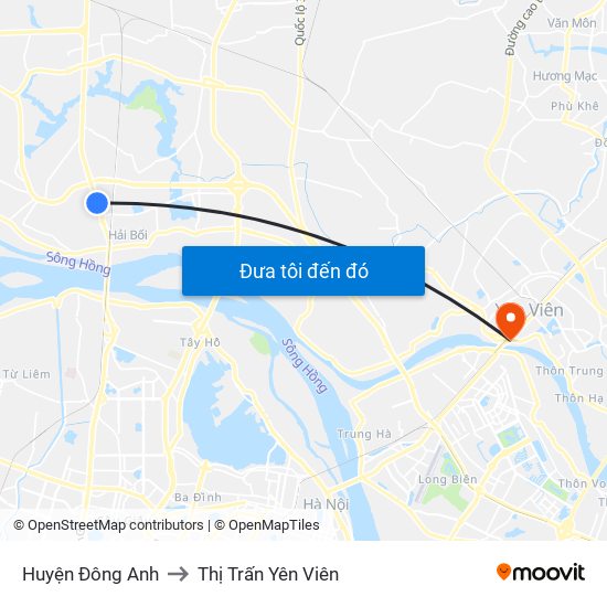 Huyện Đông Anh to Thị Trấn Yên Viên map