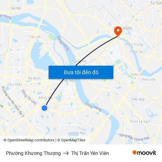 Phường Khương Thượng to Thị Trấn Yên Viên map