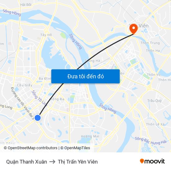 Quận Thanh Xuân to Thị Trấn Yên Viên map