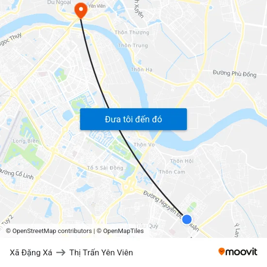 Xã Đặng Xá to Thị Trấn Yên Viên map
