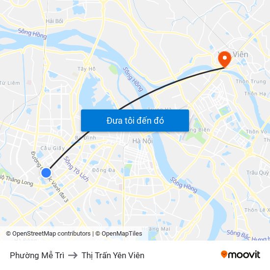 Phường Mễ Trì to Thị Trấn Yên Viên map