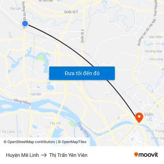 Huyện Mê Linh to Thị Trấn Yên Viên map