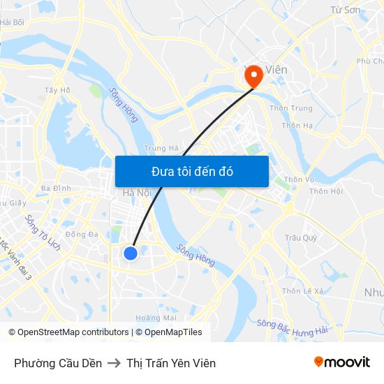 Phường Cầu Dền to Thị Trấn Yên Viên map