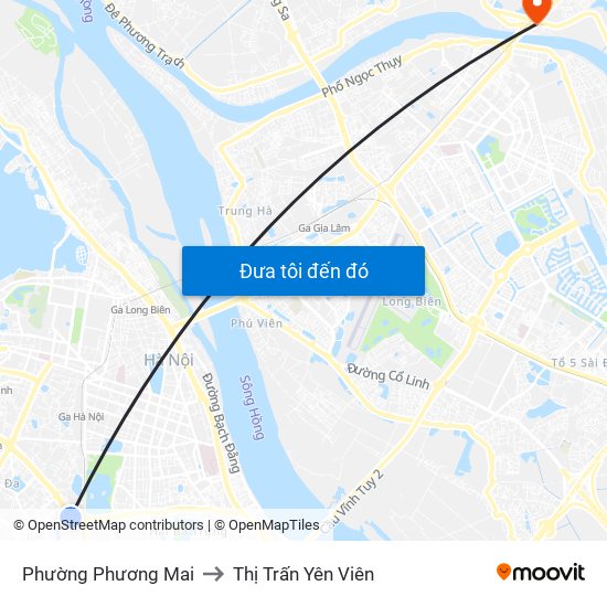 Phường Phương Mai to Thị Trấn Yên Viên map