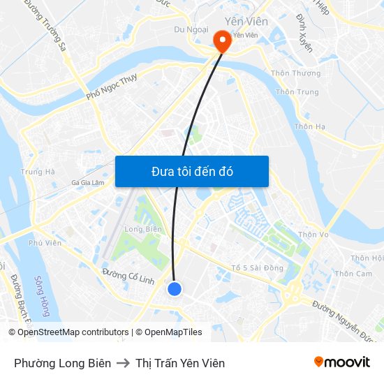 Phường Long Biên to Thị Trấn Yên Viên map