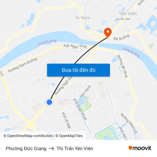 Phường Đức Giang to Thị Trấn Yên Viên map