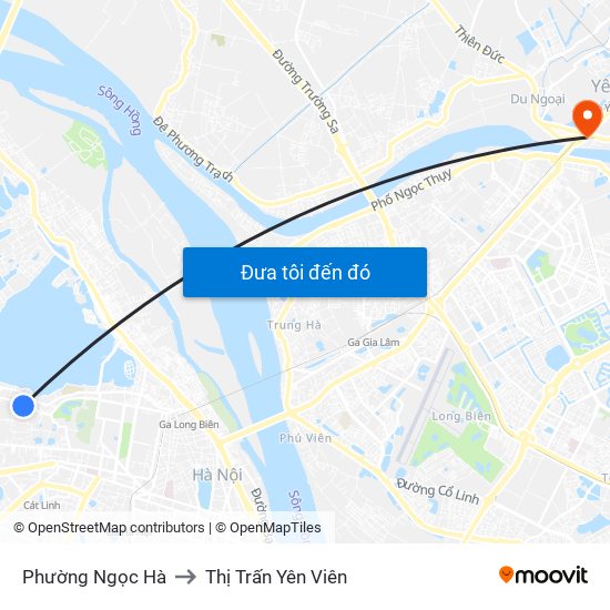 Phường Ngọc Hà to Thị Trấn Yên Viên map