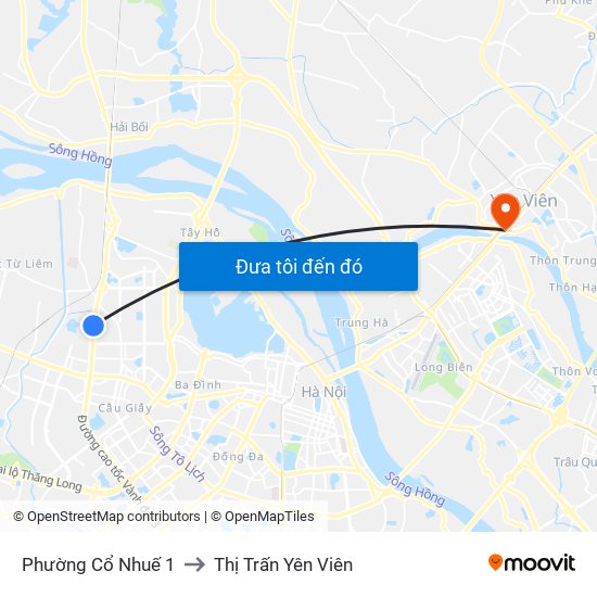 Phường Cổ Nhuế 1 to Thị Trấn Yên Viên map