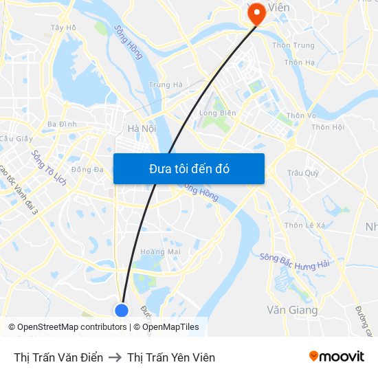 Thị Trấn Văn Điển to Thị Trấn Yên Viên map