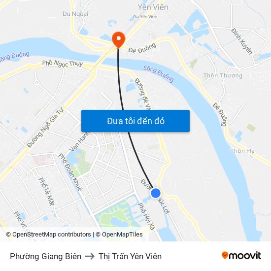 Phường Giang Biên to Thị Trấn Yên Viên map