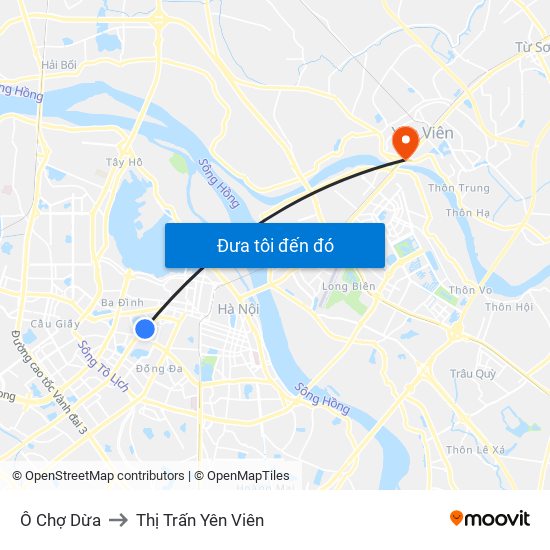 Ô Chợ Dừa to Thị Trấn Yên Viên map