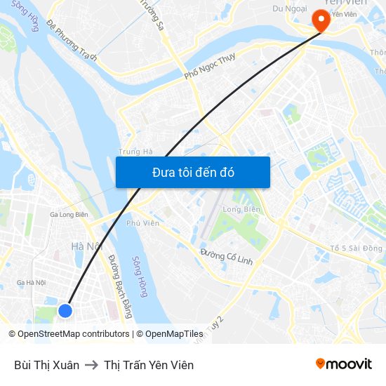 Bùi Thị Xuân to Thị Trấn Yên Viên map
