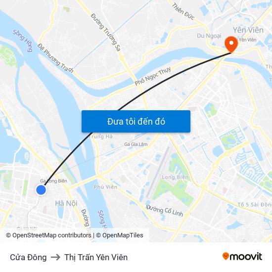 Cửa Đông to Thị Trấn Yên Viên map