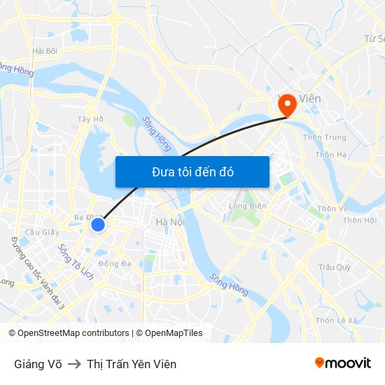 Giảng Võ to Thị Trấn Yên Viên map