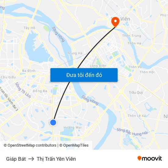 Giáp Bát to Thị Trấn Yên Viên map