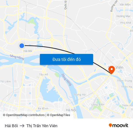 Hải Bối to Thị Trấn Yên Viên map