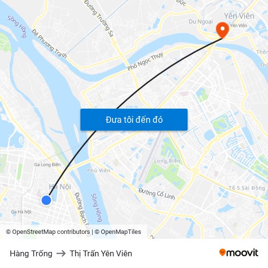 Hàng Trống to Thị Trấn Yên Viên map