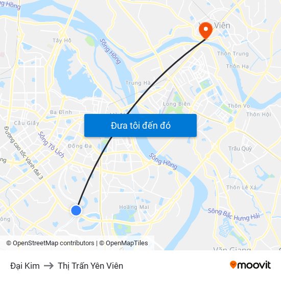 Đại Kim to Thị Trấn Yên Viên map