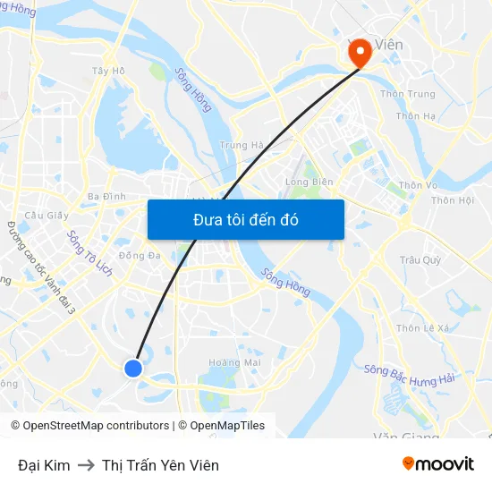 Đại Kim to Thị Trấn Yên Viên map