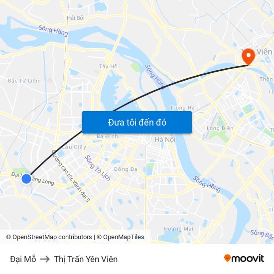 Đại Mỗ to Thị Trấn Yên Viên map