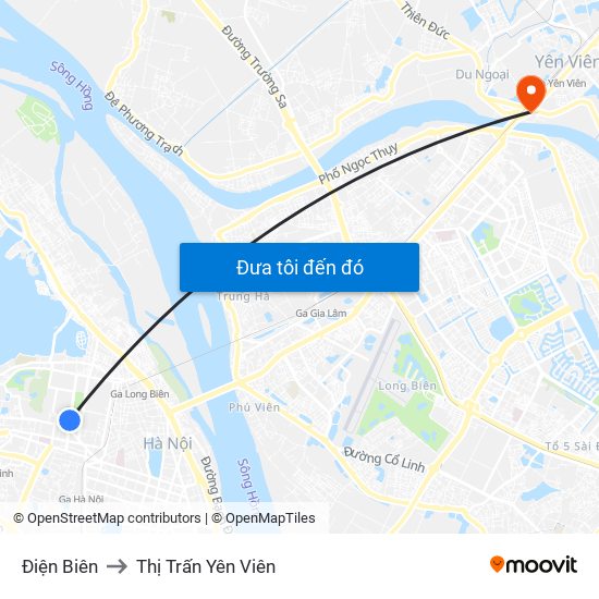 Điện Biên to Thị Trấn Yên Viên map