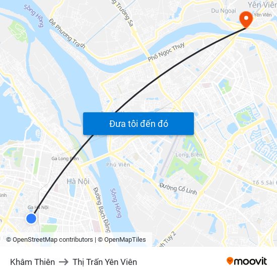 Khâm Thiên to Thị Trấn Yên Viên map