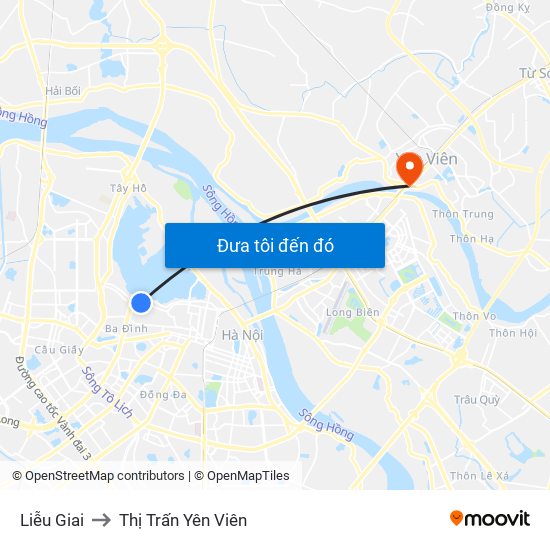 Liễu Giai to Thị Trấn Yên Viên map