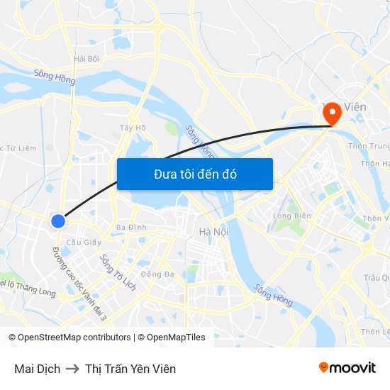 Mai Dịch to Thị Trấn Yên Viên map