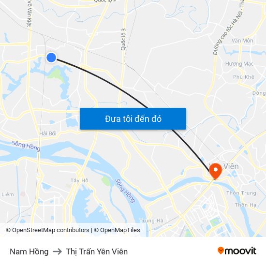 Nam Hồng to Thị Trấn Yên Viên map