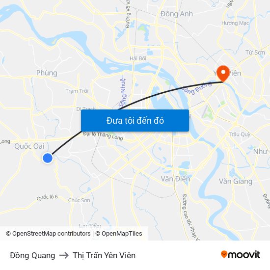 Đồng Quang to Thị Trấn Yên Viên map