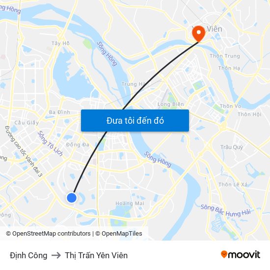 Định Công to Thị Trấn Yên Viên map