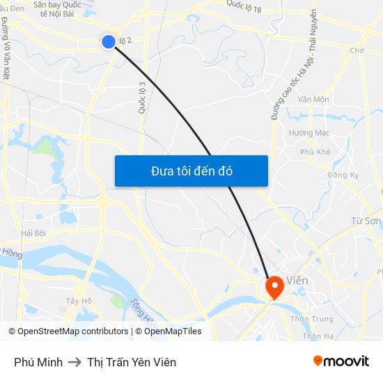 Phú Minh to Thị Trấn Yên Viên map