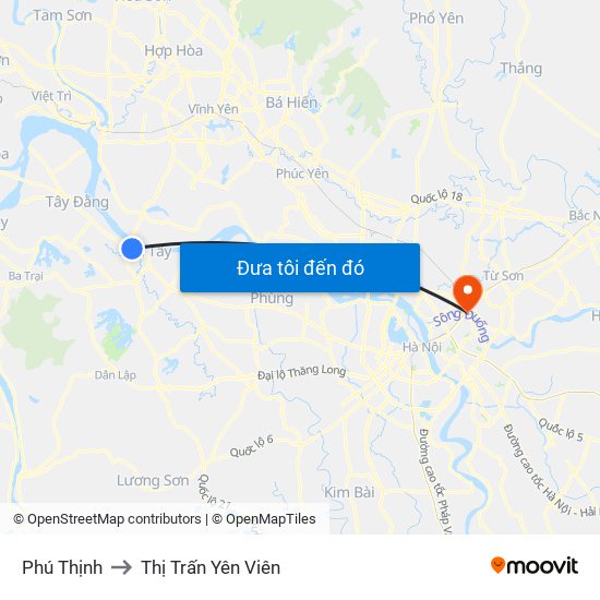 Phú Thịnh to Thị Trấn Yên Viên map