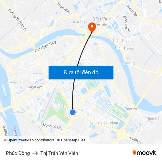 Phúc Đồng to Thị Trấn Yên Viên map