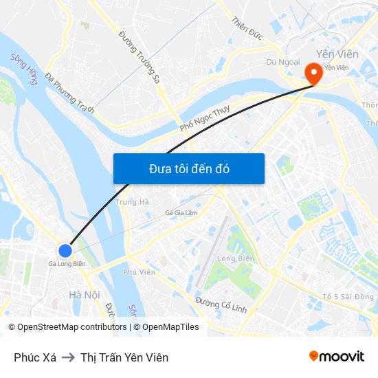 Phúc Xá to Thị Trấn Yên Viên map