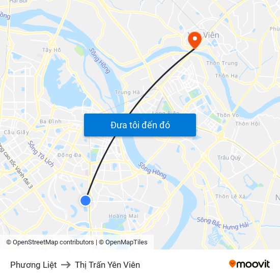 Phương Liệt to Thị Trấn Yên Viên map