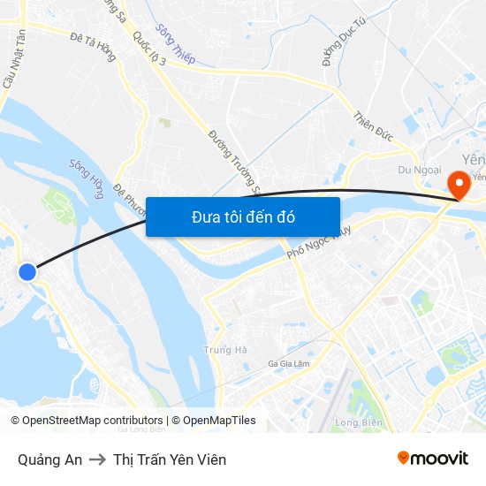 Quảng An to Thị Trấn Yên Viên map