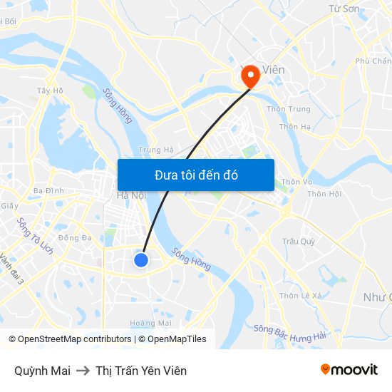 Quỳnh Mai to Thị Trấn Yên Viên map