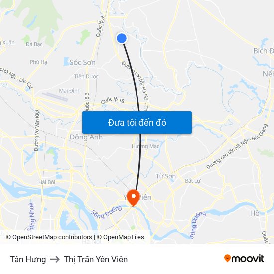 Tân Hưng to Thị Trấn Yên Viên map