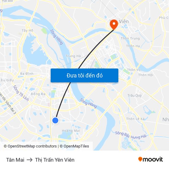 Tân Mai to Thị Trấn Yên Viên map